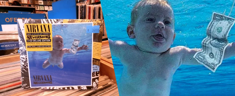 Nevermind 30th Anniversary en 2 CD en Kind of Blue y la portada del bebé bajo el agua
